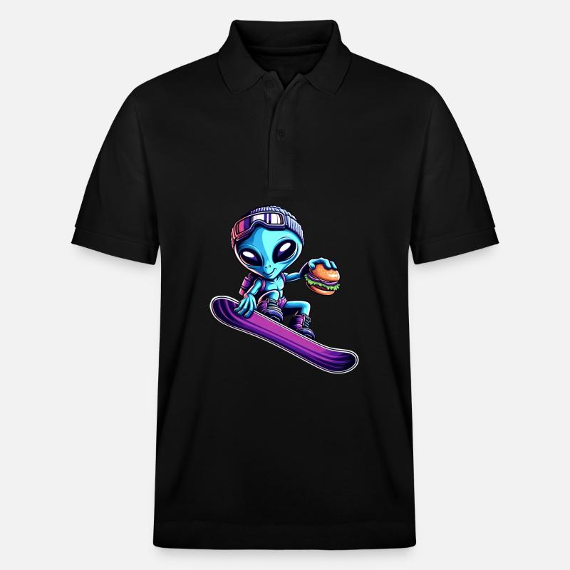 Alien Snowboard Hamburger Abenteuer - Stanley/Stella Unisex Bio-Poloshirt PREPSTER - Schwarz