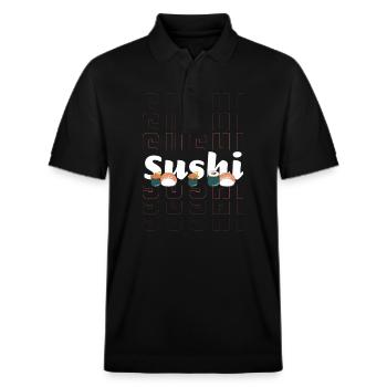Sushi Poisson Kawaii - Polo PREPSTER bio Stanley/Stella Unisexe - noir - Devant - Roxy (174cm) & Andy (188cm)