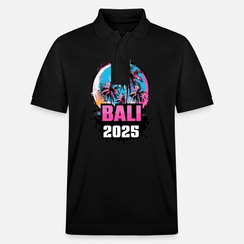 Bali 2025 Palmen - Stanley/Stella Unisex Bio-Poloshirt PREPSTER - Schwarz