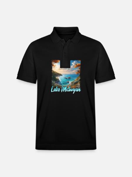 Lake Michigan - Stanley/Stella Unisex Organic Polo Shirt PREPSTER - black