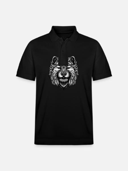 Chow Chow Dog Dog Head - Stanley/Stella Unisex Organic Polo Shirt PREPSTER - black