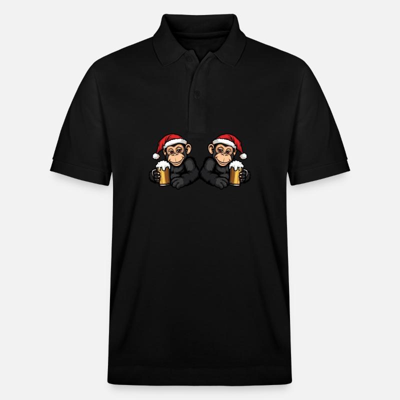 Affe Weihnachten Bier Team - Stanley/Stella Unisex Bio-Poloshirt PREPSTER - Schwarz