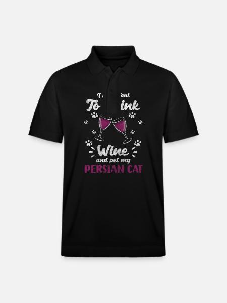 Persian Longhair Cat - Stanley/Stella Unisex Organic Polo Shirt PREPSTER - black