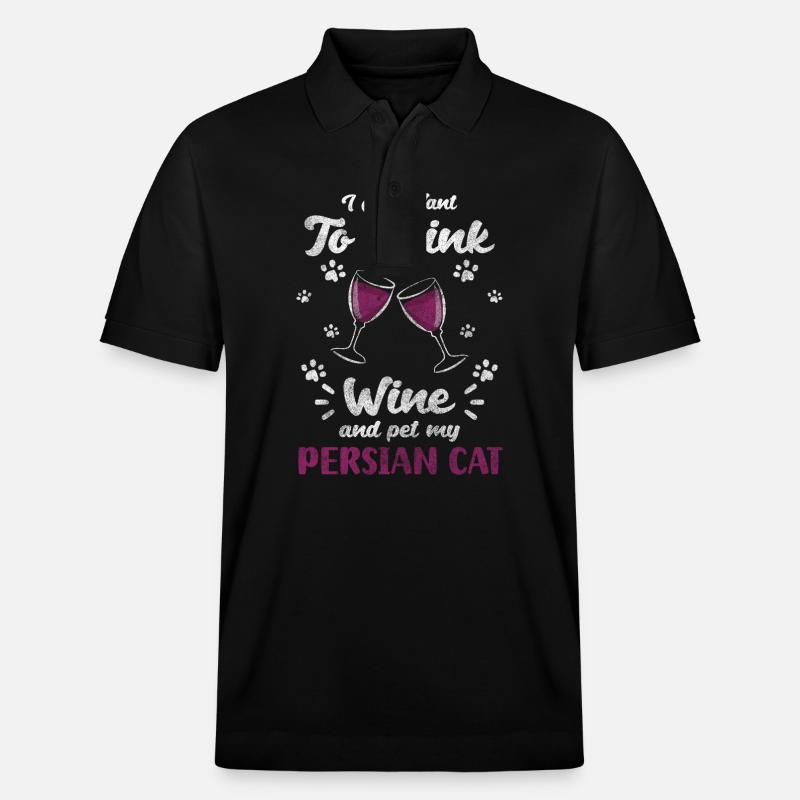 Chat persan à poil long - Polo PREPSTER bio Stanley/Stella Unisexe - noir