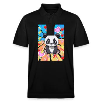 Années 80 Rétro Panda Enfants Filles Garçons - Polo PREPSTER bio Stanley/Stella Unisexe - noir - Devant - Roxy (174cm) & Andy (188cm)
