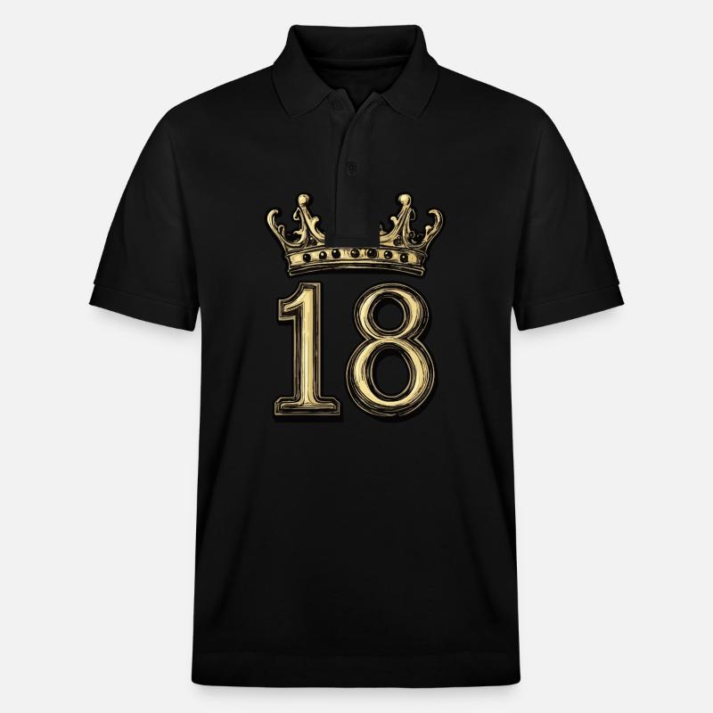 18 Nombre Couronne - Polo PREPSTER bio Stanley/Stella Unisexe - noir