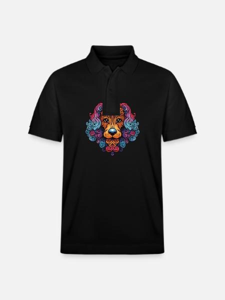 Poodle Dog Portrait Head - Stanley/Stella Unisex Organic Polo Shirt PREPSTER - black
