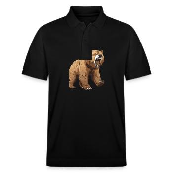 Bär Tier - Stanley/Stella Unisex Bio-Poloshirt PREPSTER - Schwarz - Vorne - Roxy (174cm) & Andy (188cm)