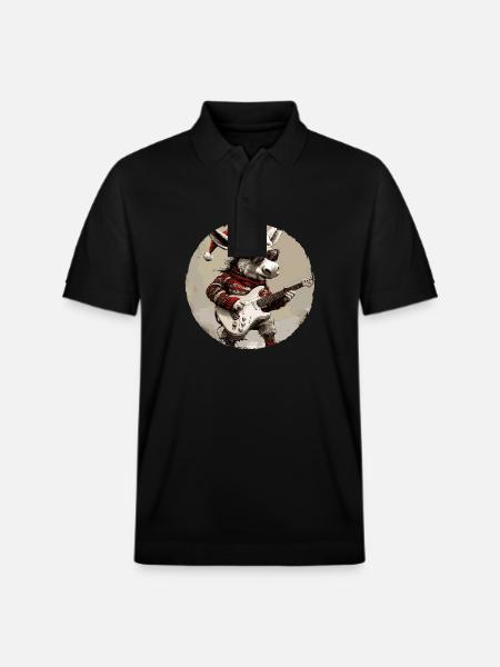 Donkey Christmas Rocker Guitar - Stanley/Stella Unisex Organic Polo Shirt PREPSTER - black