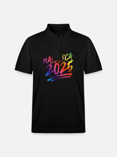 Mallorca 2025 Bunt - Stanley/Stella Unisex Bio-Poloshirt PREPSTER - Schwarz