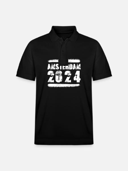 Amsterdam 2024 Team - Stanley/Stella Unisex Organic Polo Shirt PREPSTER - black