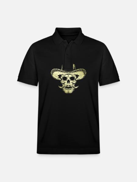 Mexican Skull Mexico Gold - Stanley/Stella Unisex Organic Polo Shirt PREPSTER - black