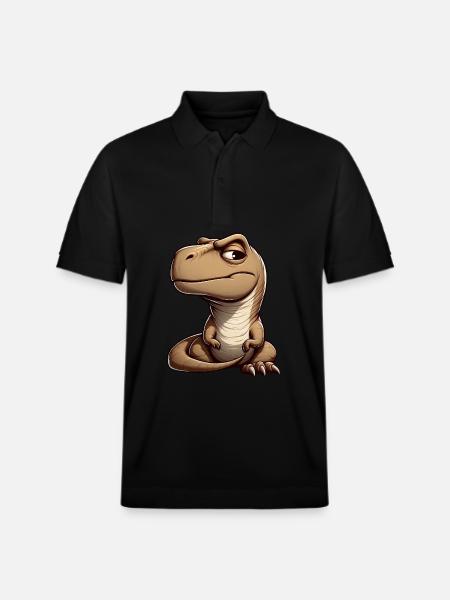 Skeptical curious T-Rex dinosaur - Stanley/Stella Unisex Organic Polo Shirt PREPSTER - black