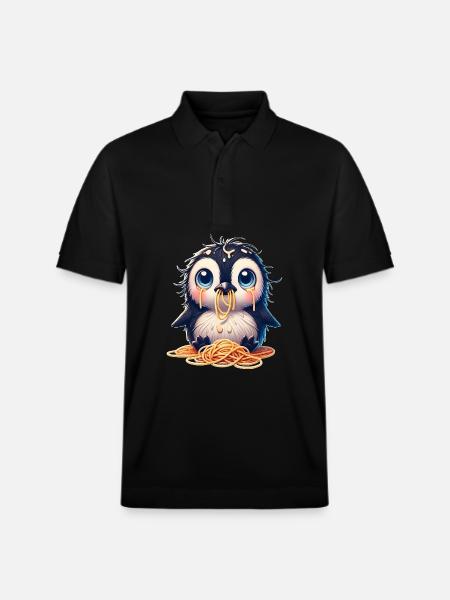 Söpö pingviini spagetti sarjakuva kömpelö - Stanley/Stella PREPSTER unisex luomupikeepaita - musta