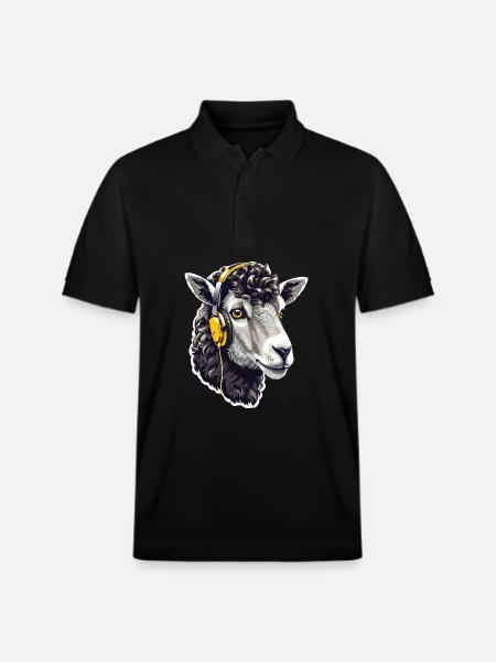 Moutons avec musique - L’agneau musical - Polo PREPSTER bio Stanley/Stella Unisexe - noir