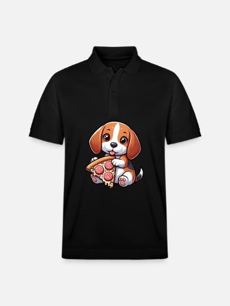 Beagle Dog Salami Pizza Indulgence - Stanley/Stella Unisex Organic Polo Shirt PREPSTER - black