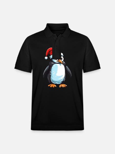 Tête d’animal de Noël pingouin - Polo PREPSTER bio Stanley/Stella Unisexe - noir