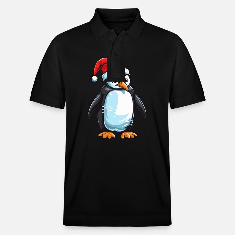 Tête d’animal de Noël pingouin - Polo PREPSTER bio Stanley/Stella Unisexe - noir