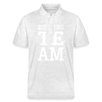 Running Team - Stanley/Stella Unisex Organic Polo Shirt PREPSTER - heather white - Front - Roxy (174cm) & Andy (188cm)