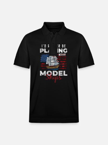 Ship Model Builder Shipping - Stanley/Stella Unisex Organic Polo Shirt PREPSTER - black