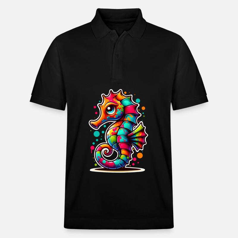 Seepferd Seepferdchen - Stanley/Stella Unisex Bio-Poloshirt PREPSTER - Schwarz