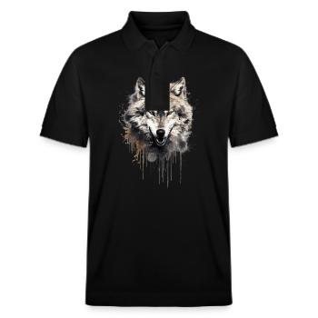 Wolf Kopf Nordisch - Stanley/Stella Unisex Bio-Poloshirt PREPSTER - Schwarz - Vorne - Roxy (174cm) & Andy (188cm)