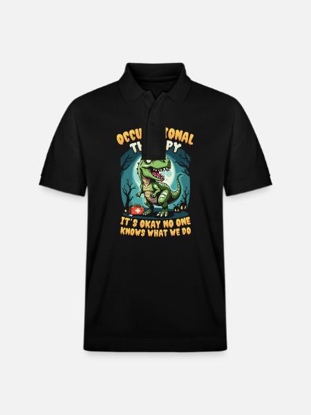 Funny Dino: Occupational Therapy Design - Stanley/Stella Unisex Organic Polo Shirt PREPSTER - black
