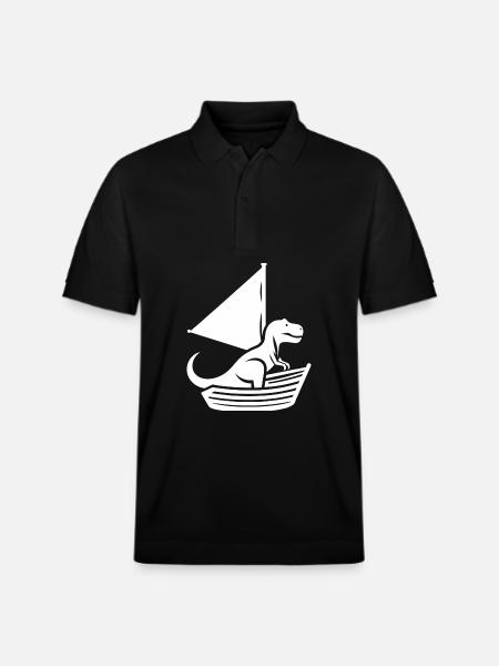Cool Summer Sailboat T-Rex Silhouette - Stanley/Stella Unisex Organic Polo Shirt PREPSTER - black