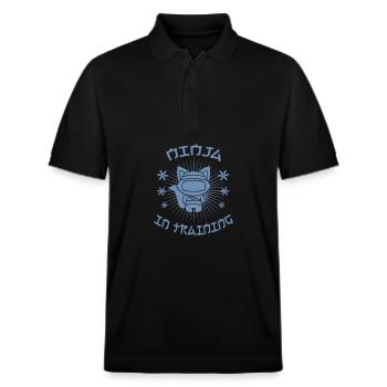 Ninja cat Ninja in training - Stanley/Stella Unisex Organic Polo Shirt PREPSTER - black - Front - Roxy (174cm) & Andy (188cm)