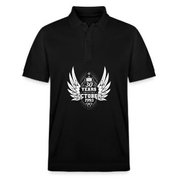 Koi-Karpfen bei Mitternacht: Nachtteich Magie - Stanley/Stella Unisex Bio-Poloshirt PREPSTER - Schwarz - Vorne - Roxy (174cm) & Andy (188cm)