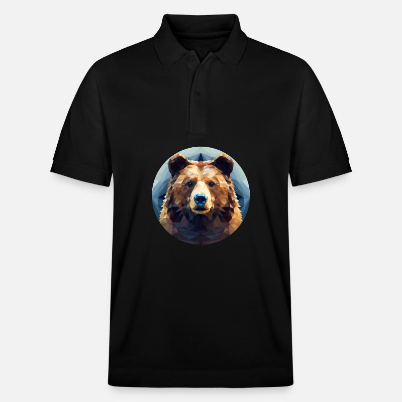 Bär in Polygon-Geometrie - Stanley/Stella Unisex Bio-Poloshirt PREPSTER - Schwarz