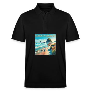 Cannon Beach Oregon Beach vacances Design - Polo PREPSTER bio Stanley/Stella Unisexe - noir - Devant - Roxy (174cm) & Andy (188cm)