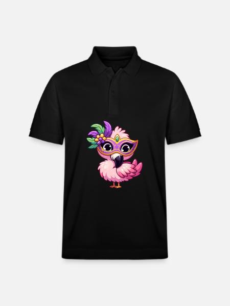 Mardi Gras Comic Flamingo - Stanley/Stella Unisex Organic Polo Shirt PREPSTER - black