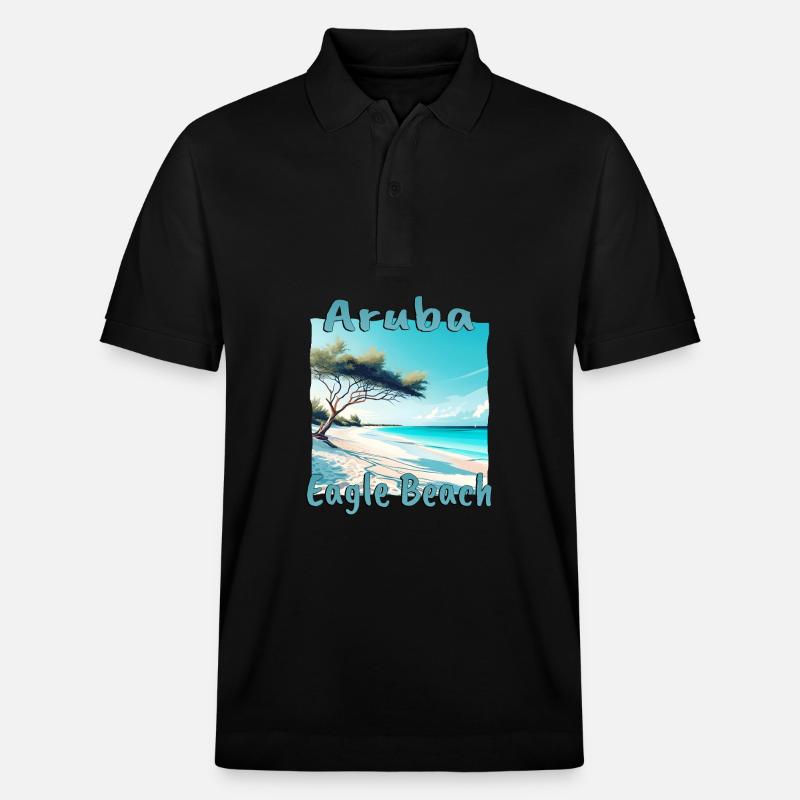 Aruba Urlaub Eagle Beach Design - Stanley/Stella Unisex Bio-Poloshirt PREPSTER - Schwarz