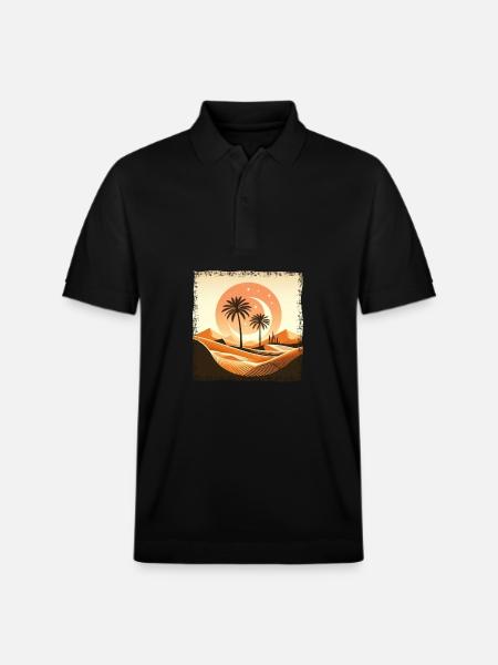 Deserto del Sahara e palma al tramonto - Polo ecologica unisex PREPSTER di Stanley/Stella - nero