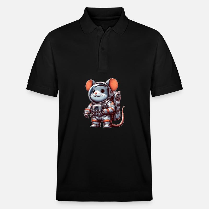 Mouse Astronaut Space Universe Sci-Fi - Stanley/Stella Unisex Organic Polo Shirt PREPSTER - black