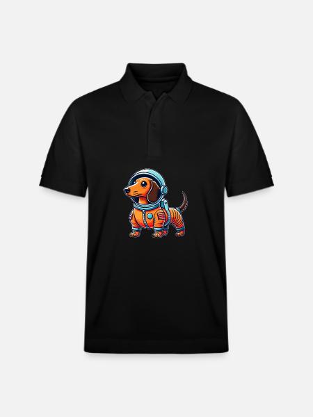 Teckel, astronaute, espace, science-fiction - Polo PREPSTER bio Stanley/Stella Unisexe - noir