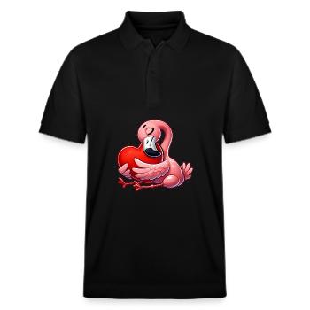 Flamingo Love Valentine's Day Romance in Love - Stanley/Stella Unisex Organic Polo Shirt PREPSTER - black - Front - Roxy (174cm) & Andy (188cm)