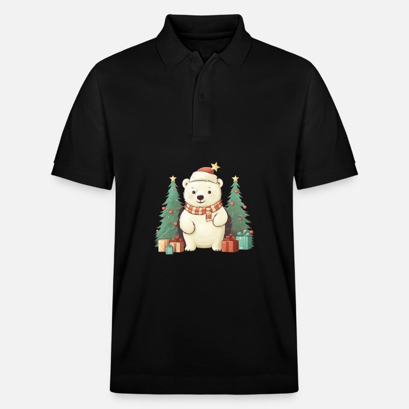 Mignon ours polaire de Noël - Polo PREPSTER bio Stanley/Stella Unisexe - noir