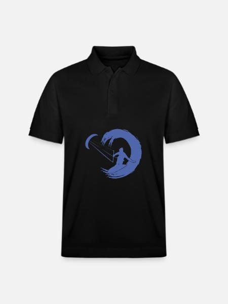 Kitesurfer Silhouette Giant Wave Adventure - Stanley/Stella Unisex Organic Polo Shirt PREPSTER - black