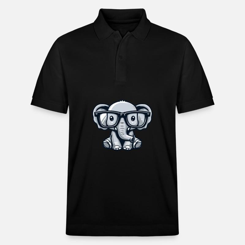 Nerdiger Elefant mit Brille - Stanley/Stella Unisex Bio-Poloshirt PREPSTER - Schwarz