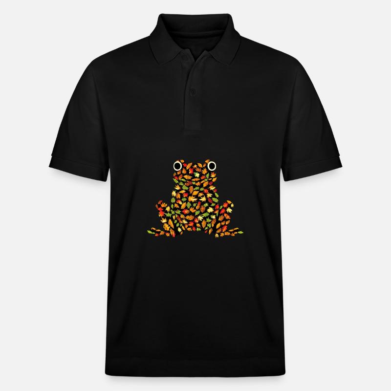 Frosch aus Herbstblättern - Stanley/Stella Unisex Bio-Poloshirt PREPSTER - Schwarz