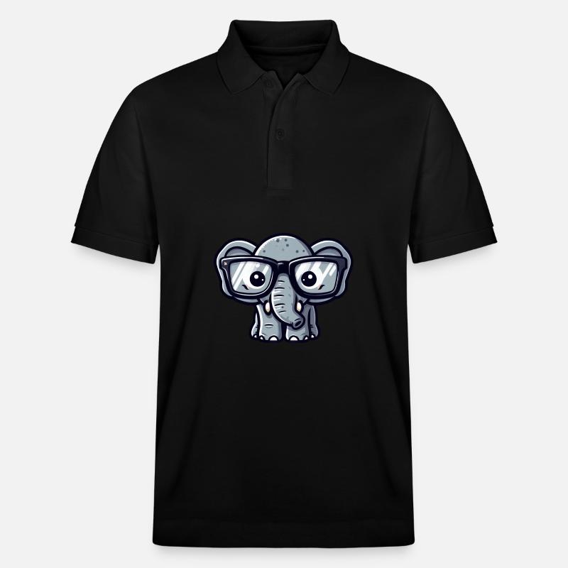 Nerd-Elefant mit Brille - Stanley/Stella Unisex Bio-Poloshirt PREPSTER - Schwarz