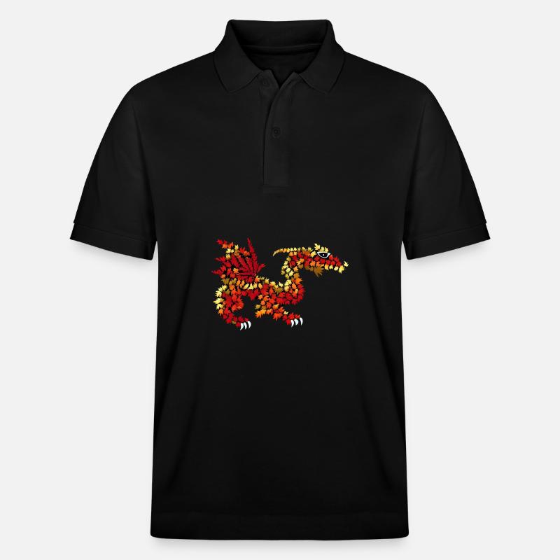 Drache aus Herbstlaub - Stanley/Stella Unisex Bio-Poloshirt PREPSTER - Schwarz