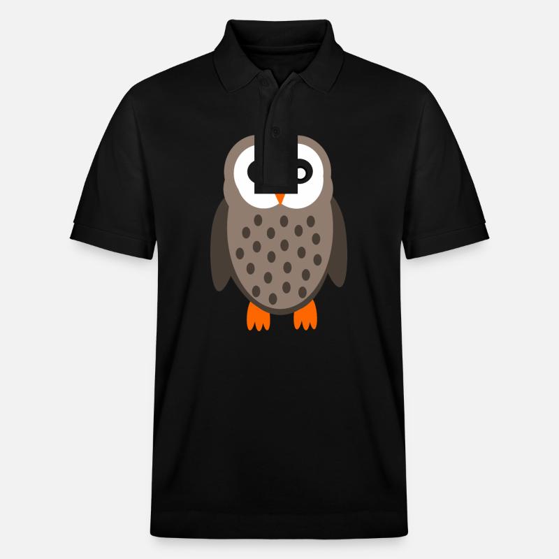 lustige Eule Eulen T-shirt  - Stanley/Stella Unisex Bio-Poloshirt PREPSTER - Schwarz