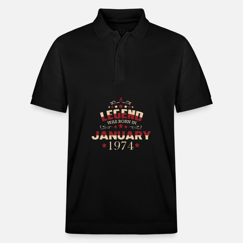Janvier 1974 Anniversaire - Polo PREPSTER bio Stanley/Stella Unisexe - noir