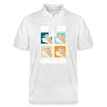 Tabak Kippe Dampfen - Stanley/Stella Unisex Bio-Poloshirt PREPSTER - Weiß meliert - Vorne - Roxy (174cm) & Andy (188cm)