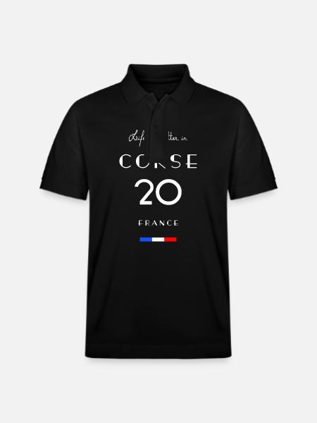 Livet er bedre i CORSE nummer 20 Korsika, Frankrig - Stanley/Stella PREPSTER økologisk unisex poloshirt - sort