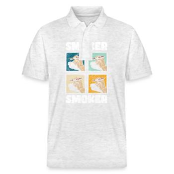 Rauchen Tabak Pause Nervös - Stanley/Stella Unisex Bio-Poloshirt PREPSTER - Weiß meliert - Vorne - Roxy (174cm) & Andy (188cm)