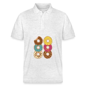 Starr nicht auf mein Six Pack - Stanley/Stella Unisex Bio-Poloshirt PREPSTER - Weiß meliert - Vorne - Roxy (174cm) & Andy (188cm)